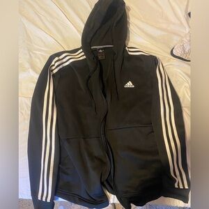 Adidas Sweater Black Zip up three stripes hoodie